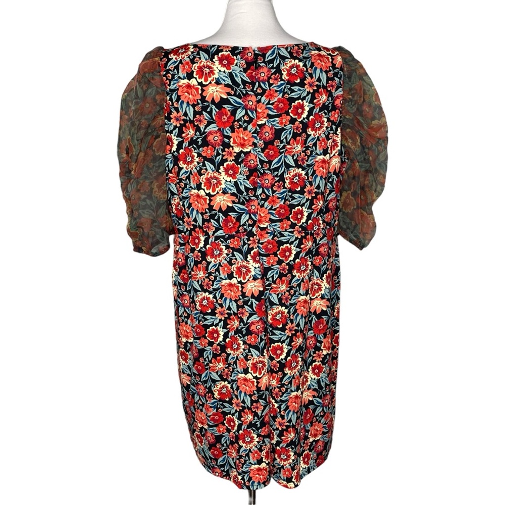 Torrid 16 floral dress with sheer sleeves orange - Picture 5 of 9